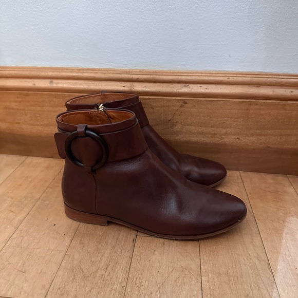 Sezane Shoes - Maroon Sezane Ankle Boots with Buckle